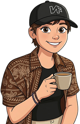 Illustratie van Lorelien met een kop koffie