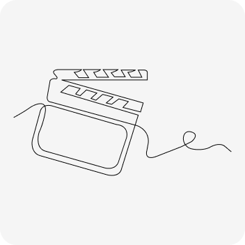 Line drawing van een filmklapper