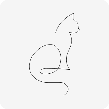 Line drawing van een zittende kat