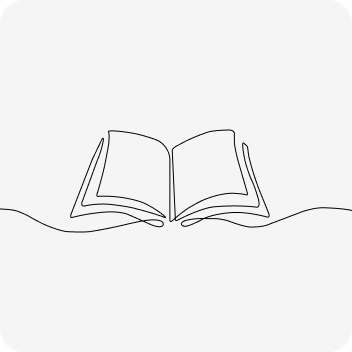 Line drawing van een open boek