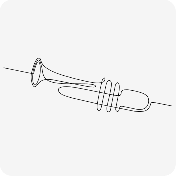 Line drawing van een trompet