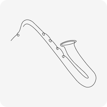 Line drawing van een saxofoon
