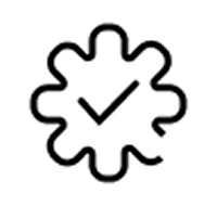 Line icon van een badge met vinkje