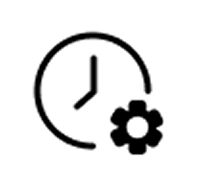 Line icon van een klok met instellingen