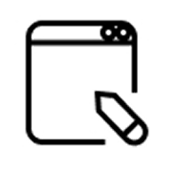 Line icon van een browservenster met potlood