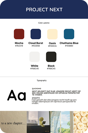 Eerste kleurenpalet en typografische richting voor Project NEXT
