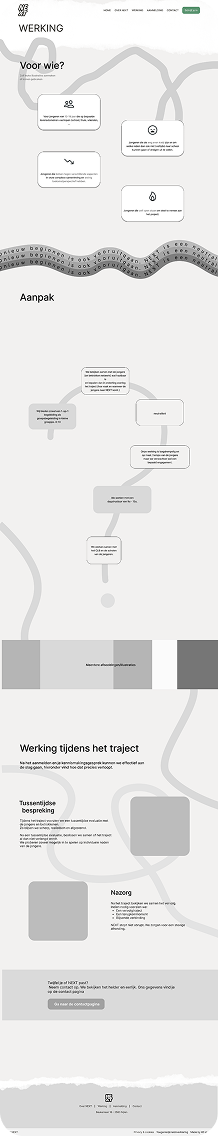 Wireframe van de pagina Werking