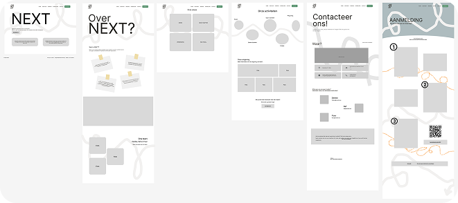 Tweede wireframe-iteratie van de Project NEXT-website