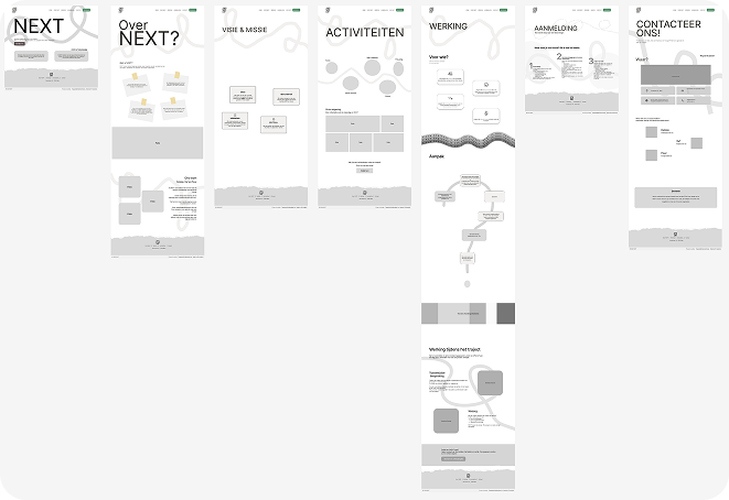 Derde wireframe-iteratie van de Project NEXT-website