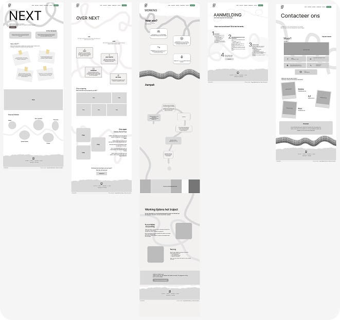 Vierde wireframe-iteratie van de Project NEXT-website