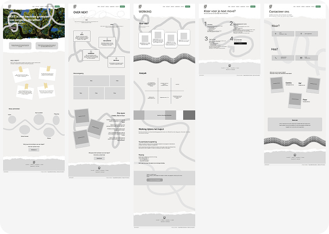 Vijfde wireframe-iteratie van de Project NEXT-website