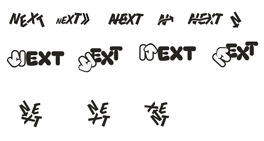 Tweede overzicht met logo-iteraties voor Project NEXT