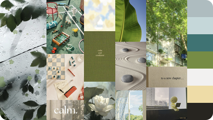 Moodboard voor de eerste visuele richting van Project NEXT