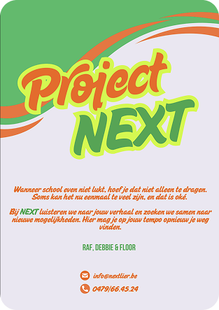 Tweede pagina van de Project NEXT-infobrochure
