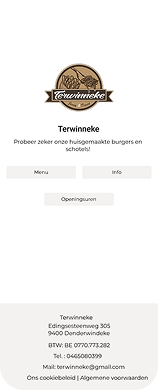 Wireframe van de startpagina van de Terwinneke-website