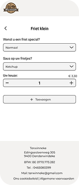 Wireframe van de menukaart van de Terwinneke-website